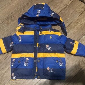Ralph Lauren Kids Blue and Yellow Puffer Jacket